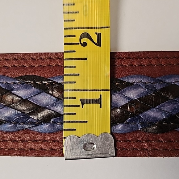 Vintage Catherine Dial Easley Leather Belt Brown Blue Braided Weave Texas L main image 16